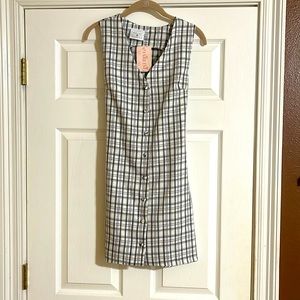 Black and white  plaid  button down Sleeveless Dress. Daisy Street. NWT